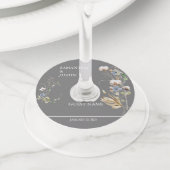 Veldvrije bloem Waterverf voor zwevende bruiloft Wijnglaslabel (Dichtbij)