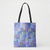 Vele Blauwe Paarse Katten Ontwerp Canvas tas (Voorkant)