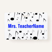 Vele Musical Notes Pattern + Custom Teacher Name Badge (Voorkant)