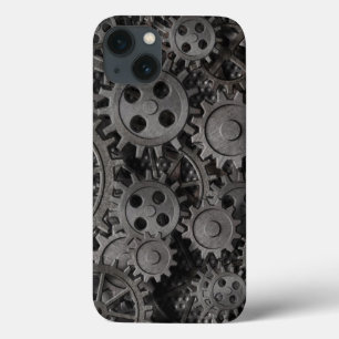 Vele oude roestmetalen tandwielen of machineonderd iPhone 13 hoesje