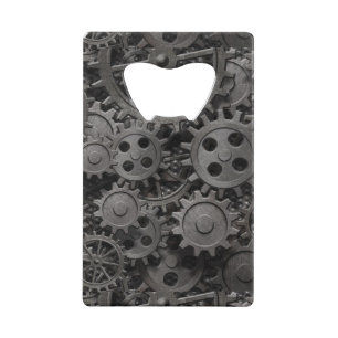 Vele oude roestmetalen tandwielen of machineonderd kredietkaart flessenopener
