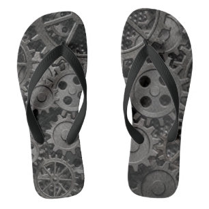 Vele oude roestmetalen tandwielen of machineonderd teenslippers