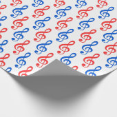 Vele rode en blauwe rode, schone Muzieksymbolen Cadeaupapier (Hoek)