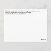 Velen sterven te laat en een paar te vroeg. NIETZS Briefkaart (Achterkant)