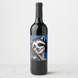 "Velka Teyani" fluisterende wasbeer Trickster Wijn Etiket