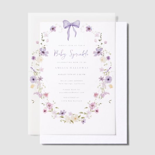 Vellum Baby Sprinking Fleur sauvage Invitation Ove (Compenser)