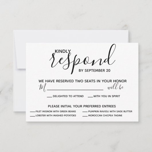 Vellum Black Rustic Script Photo Weddenschap RSVP (Voorkant)