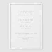 Vellum Elegant Black Classic Script Wedding Uitnodigingen (Voorkant)