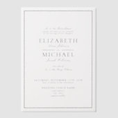 Vellum Elegant Black Classic Script Wedding Vellum Uitnodigingen (Voorkant)