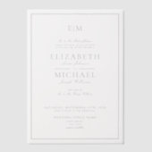 Vellum Elegant Dusty Blue Script Monogram Huwelijk Vellum Uitnodigingen (Voorkant)