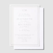 Vellum Elegant Dusty Blue Script Monogram Huwelijk Vellum Uitnodigingen (Offset)