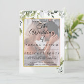 Vellum Elegant Eucalyptus Weddenschap Kaart (Staand voorkant)