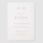 Vellum Formal Dusty Blue Monogram Script Wedding Uitnodigingen (Voorkant)