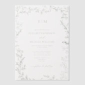 Vellum Leaf Sage Green Elegant Monogram Huwelijk Vellum Uitnodigingen (Voorkant)