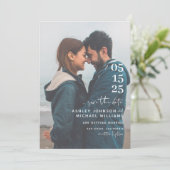 Vellum look Hand Lettered Typografie Foto Save The Date (Staand voorkant)