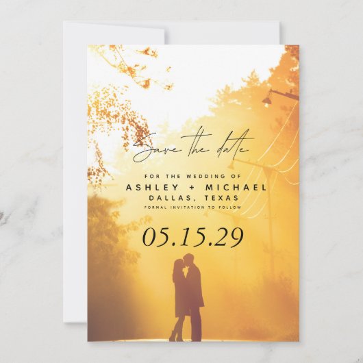 Vellum look Hand Lettered Typografie Foto Save The Date (Voorkant)