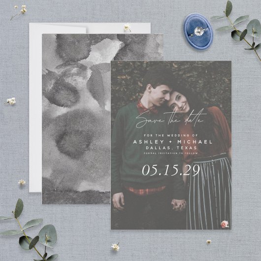 Vellum look Hand Lettered Typografie Foto Save The Date