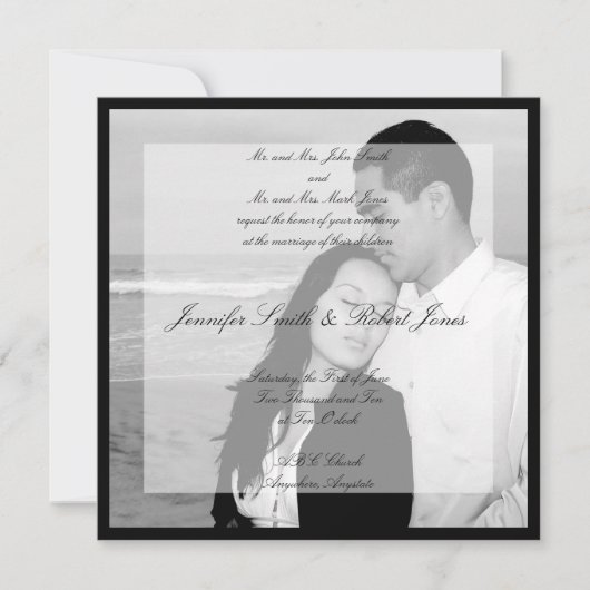 Vellum look Photo Square Wedding Invitation Kaart (Voorkant)