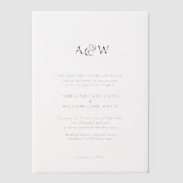 Vellum Overlay Ampersand Monogram Huwelijk Vellum Uitnodigingen