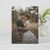 Vellum Overlay bruiloft uitnodiging met foto (Staand voorkant)