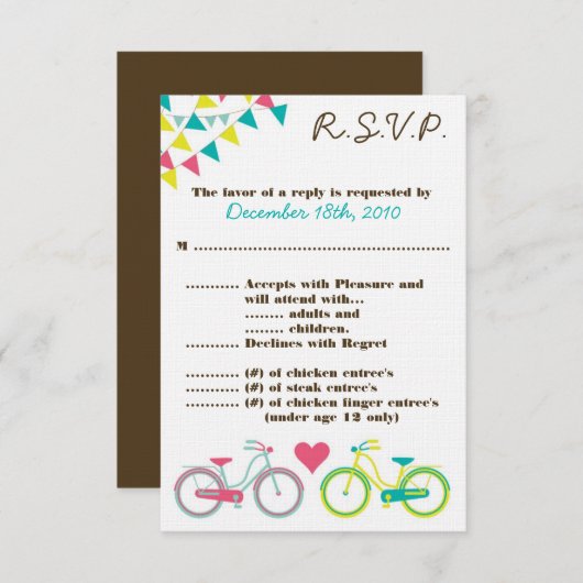 Vélo 3,5x5 R.S.V.P. pour amateurs de cartes (Devant / Derrière)