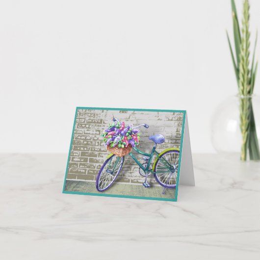 Vélo avec carte de note du panier à fleurs (Devant)