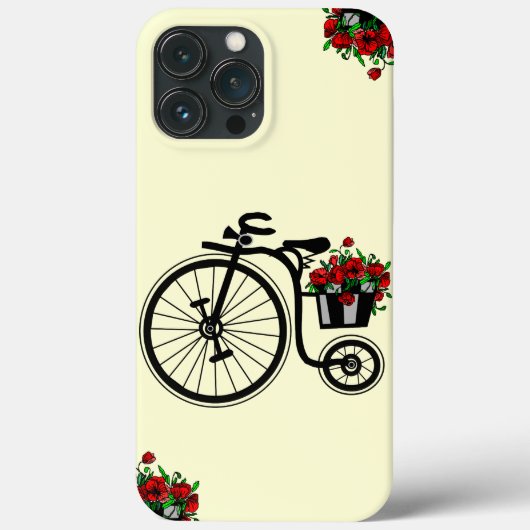 Vélo avec Fleurs coque iphone - Choisir la couleur (Verso)