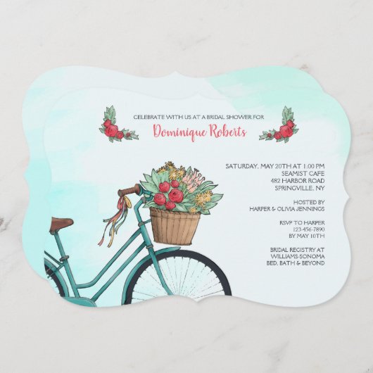 Vélo Avec Invitation Fleurs (Devant / Derrière)