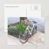 VÉLO AVEC PANIER DE FLEURS CARTE POSTALE (Devant / Derrière)
