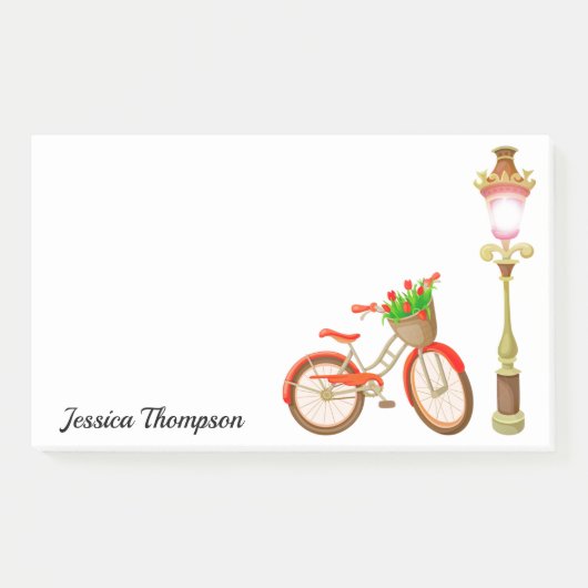 Vélo Avec Panier De Fleurs Notes Post-It (Devant)