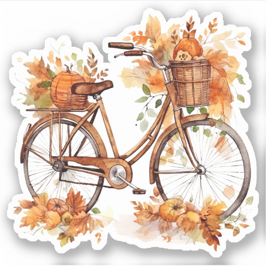 Vélo avec Sticker Citrouille et Feuille coloré (Devant)