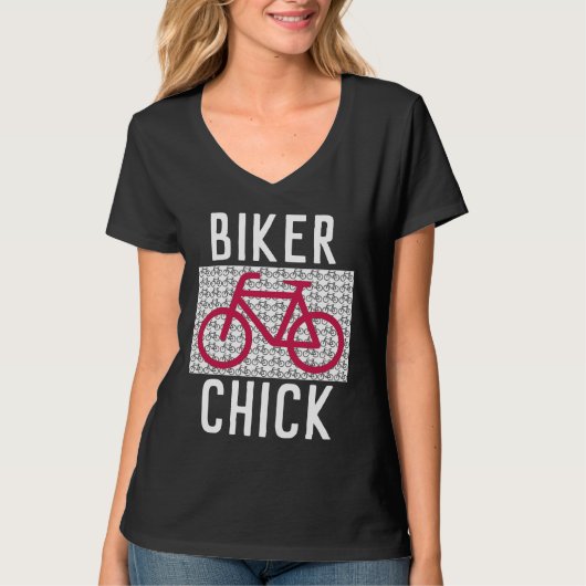 VÉLO BIKER CHICK LADIES T-SHIRTS (Devant)