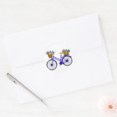 Vélo Bleu Avec Panier De Fleurs - Sticker (Enveloppe)