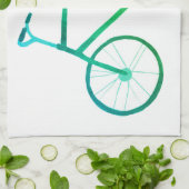 Vélo bleu vert serviette de cuisine (Plié)
