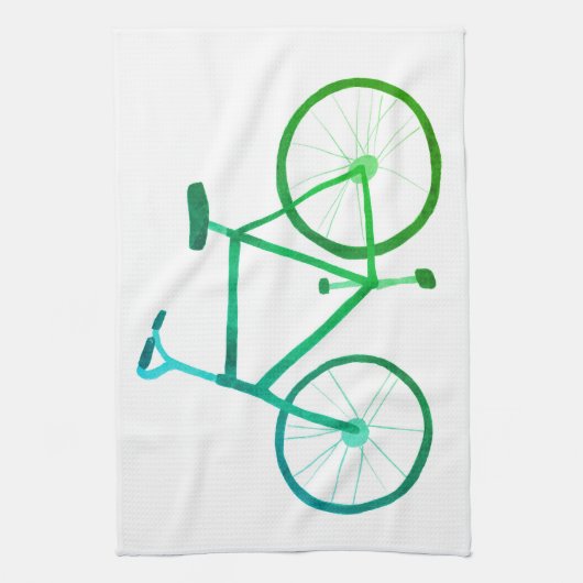 Vélo bleu vert serviette de cuisine (Vertical)
