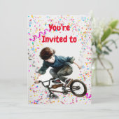 Vélo BMX Mountain Birthday Party Invitation (Debout devant)