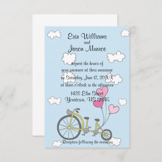 Vélo construit pour deux Faire-part de mariage (Devant / Derrière)