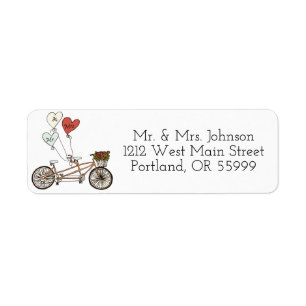 Vélo d'amour M. & Mme étiquette de adresse
