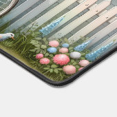 Vélo de chalet bleu avec panier à fleurs de printe (Coin)