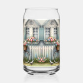 Vélo de chalet bleu avec panier à fleurs de printe (Gauche)