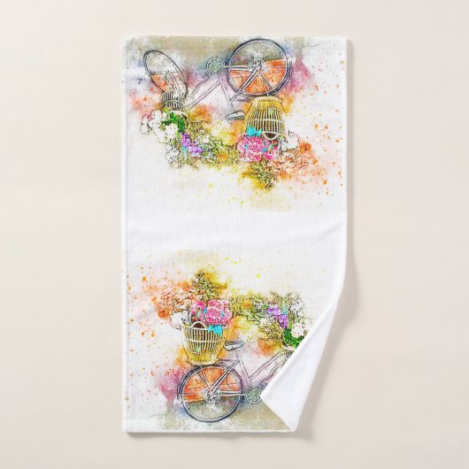 Vélo et fleurs (Serviette à main)