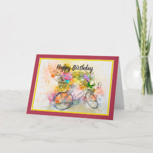 Vélo et fleurs carte