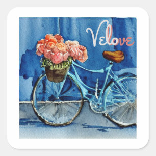 Velo Love Cycling Vierkante Sticker