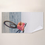 Vélo noir et bleu avec panier (Serviette de bain)