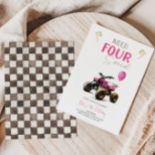 Vélo quadruple rose 4e Invitation anniversaire