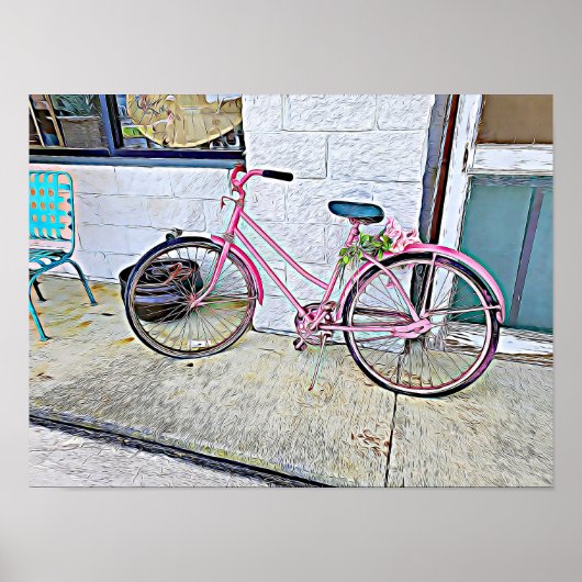 Vélo rose — affiche murale (Devant)