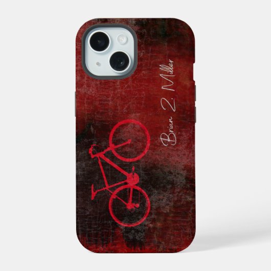 Vélo rouge en détresse avec nom en script (Verso)