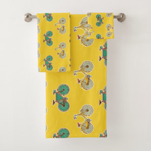 Vélo sport vintage. Motif jaune vélo rétro