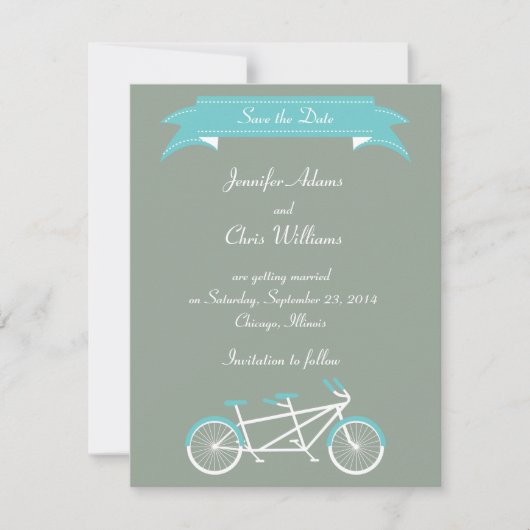 Vélo Tandem (Gris / Bleu) Save the Date (Devant)