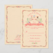 Vélo tandem, oiseaux et bannière de mariage RSVP (Devant / Derrière)